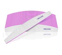 12pcs Professional Nail Files - 180/240 Grit, Washable & Reusable Double-Sided Emery Board for Natural & Thick Nails