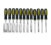 12pcs Professional Wood Chisel Set - Carving & Woodworking Equipment with Chrome Vanadium Steel Blades & Ergonomic Handles (6-38mm)