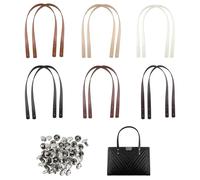 12PCS PU Leather Bag Handles, 60cm Thick Replacement Leather Handle Bag Strap 6 Colours Sew On Shoulder Purse Handbag Straps Supplies with Ear Shape End Holes Handles Tote Bag Belt Making DIY