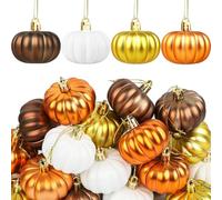 12PCS Pumpkin Hanging Decor, Autumn Fall Mini Pumpkins Hanging Tree Decorations, Halloween Thanksgiving Pumpkin Ball Tree Decorations for Fall Thanksgiving Harvest Home Tree Party Supplies