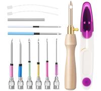 12PCS Punch Needle Kit, Adjustable Punch Needle Tool, Wooden Handle Embroidery Pen, Punch-Needles Set for Embroidery and Floss Cross Stitching