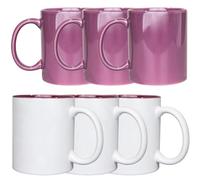 SHATCHI 12Pcs Purple and White Dual Tone 11oz-Sublimation Coated Cup Heat Press Printing Tea Coffee Mugs Personalise Gift, Ceramic, Assorted