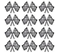 12pcs Racing Patches, Checkered Racing Flag Appliques Classic Black White Racing Iron On Patches Checkered Flag Sew on Badge Embroidered Appliques for Clothes Backpack Shoes Jacket Jeans Hat