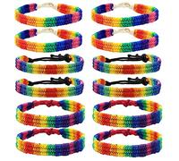 12PCS Rainbow LGBT Pride Bracelet Handmade Braided Bracelet Friendship String Bracelet Adjustable LGBTQ Gifts Gay Pride Bracelet Pride Wristband Lesbian Pride Jewelry for Valentine's Day Gifts