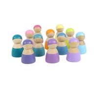 12Pcs Rainbow Wood Peg Dolls Pretend Play Figures for Toddlers Boys Girls for Office Home Decoration Holiday Present Birthday