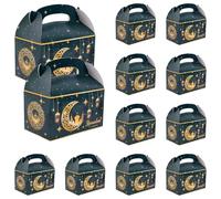 12pcs Ramadan Gift Box, Ramadan Mubarak Gift Box Foldable Paper Goodie Boxes for Presents Party Favor Boxes Eid Al Fitr Gift Boxes for Candy Goodies Gifts Muslim Party Supplies