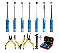 12pcs RC Car Tool Kit (Hex, Phillips, Flat) Pliers Socket Wrench Hobby Tool Kit for Traxxas Arrma RC Car Drone Aeroplane Helicopter Vehicle Multirotors (Blue)