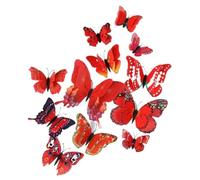 12Pcs red 3D PVC Wall Sticker Butterfly Room Home Background Wall Decoration Living Room Bedroom Home Decoration Fashion design