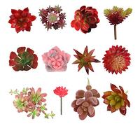 12PCS Red Assorted Artificial Succulent Plant Fake Succulents Textured Cactus Stems Cacti Aloe Succulent In Different Artificial Hanging String of Pearls Plant For Wedding For Home Decor
