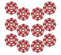 12pcs Red Cast Iron Gate Valve Wheel Handles with Flat Bottom, Less Effort Shutoff Handles for Water Spigot, Sturdy Replacement Hand Wheels for Industrial Use