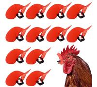 12Pcs Red Extra Large No Pin Bolt Chicken Eye Glasses Anti-Pecking Goggles Chicken Peepers Eye Glasses for Chickens and Farming