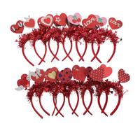 12pcs Red Plastic Heart Headband for Women Valentine Party Wear | Romantic Design, Reusable Festival Piece, Wedding and Holiday Accessory