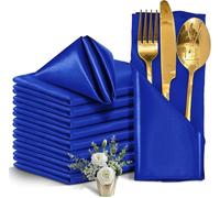 12PCS Red Satin Napkins,Silky Soft Smooth Napkins For Restaurant, Weddings, Dinner, Party,Christmas Decoration(Royal blue)