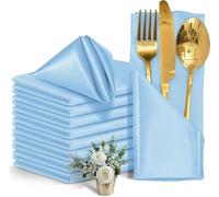 12PCS Red Satin Napkins,Silky Soft Smooth Napkins For Restaurant, Weddings, Dinner, Party,Christmas Decoration(Sky blue)