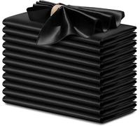 12PCS Red Satin Napkins,Silky Soft Smooth Napkins For Restaurant, Weddings, Dinner, Party,Christmas Decoration(Black)