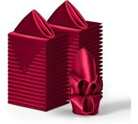 12PCS Red Satin Napkins,Silky Soft Smooth Napkins For Restaurant, Weddings, Dinner, Party,Christmas Decoration(Burgundy)