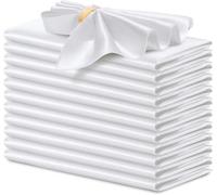 12PCS Red Satin Napkins,Silky Soft Smooth Napkins For Restaurant, Weddings, Dinner, Party,Christmas Decoration(White)