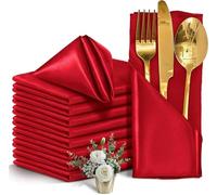 12PCS Red Satin Napkins,Silky Soft Smooth Napkins For Restaurant, Weddings, Dinner, Party,Christmas Decoration(Red)