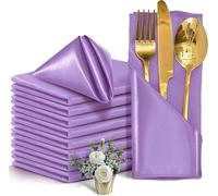 12PCS Red Satin Napkins,Silky Soft Smooth Napkins For Restaurant, Weddings, Dinner, Party,Christmas Decoration(Purple)
