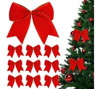 12Pcs Red Velvet Bows Christmas Tree Decorations,6 Inch Xmas Ornaments for Tree Home Party Front Door Wreath Holiday Indoor Inside Decor