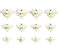 12Pcs Removable Honeycomb Bee Wall Stickers Set - Gold Self-Adhesive DIY Home Decor Decals for Living Room Bedroom Office Party Decoration