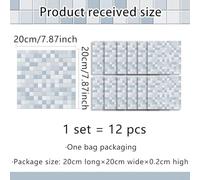 12pcs Removable Waterproof PVC Tile Decals for Kitchen and Bathroom, Geometric Pattern Stickers for Wall Decor, 20x20cm(A)