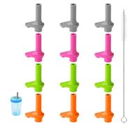 12pcs Replacement Bite Valve for Zak Designs Kelso 15oz Water Bottle, Silicone Bite Valve with Cleaning Brush Reusable Straw Cup Accessories Leak-Proof BPA-Free (Gray, Rose Red, Green, Orange)