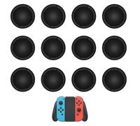 12PCS Replacement Button Caps for Switch Joycon, Soft Silicone Joystick Thumb Stick Caps for Nintendo Switch, Black Grip Covers for Joystick 3D Grips Caps