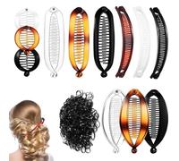 12Pcs Retro Banana Hair Clip, Round Fish Ponytail Claw Holder Set, Fish Shape Hair Slides Suitable for Girls Ladies Work, Ponytail Clips Holder Accessories for Girls