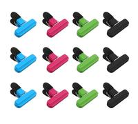 12Pcs Reusable Food Bag Clips for Sealing（Black, Green, Blue, Rose Red）