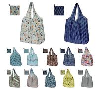 12Pcs Reusable Grocery Shopping Bags Large Capacity Groceries Tote Bags Foldable Lightweight Polyester Storage Bag Foldable in a Pouch Eco Cloth Bags for Shopping Camping Travel