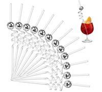12Pcs Reusable Mirror Disco Ball Straws - 1970s Decorative Party Straws for Themed Decorations, Cocktails, Weddings, Birthdays