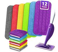12PCS Reusable Mop Pads Refills for Flash Powermop Machine Washable Replacement for Wet/Dry Mops Flat Reusable Household Replacement Mop Pad for Hardwood Floor Cleaning Scrubbing Fit Most Mops