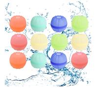 12Pcs Reusable Water Balloons for Adults Kids, Quick Fill Self Sealing Water Bombs, Soft Silicone Water Balloons, Refillable Water Toys for Backyard Pool Beach, Essential Water Games Accessories