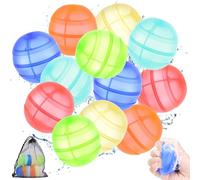 12PCS Reusable Water Balloons for Kids, Dual Opening Silicone Water Balloons Balls Self Sealing Fast Fillable Water Bombs with Mesh Bag for Summer Outdoor Toys Pool Party