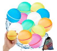 12PCS Reusable Water Balloons, Quick Fill Water Bombs, Non-Magnetic Refillable Water Balloons, Soft Silicone, Outdoor Pool Beach Summer Water Toy