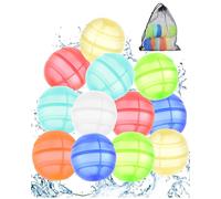 12Pcs Reusable Water Balloons, Self Closing No Magnetic Spray Balls, Fast Fillable Water Bombs, Silicone Water Balls for Summer Pool Beach Outdoor Toys, Safe Fun Water Battle Game for Kids Adults