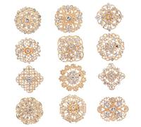 12Pcs Rhinestone Corsage Brooch Elegant Crystal Flower Pins for Wedding Bouquets Bridal Accessories and DIY Decorations for Valentines Day and Special Occasions