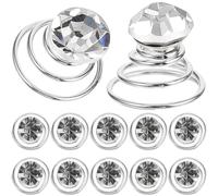 12pcs Rhinestone Hair Clip Silver Glass Alloy Simple Chic Clip