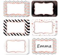 12Pcs Rose Gold Border Stickers Blank Name Tag Stickers for School Office Home