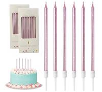 12Pcs Rose Gold Glitter Birthday Candles, Boxed Cake Candles for Gift