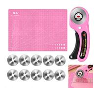 12Pcs Rotary Cutter Kit, 10Pcs Rotary Cutter Blades 45mm, A4 Cutting Mat | High Carbon Steel, Ergonomic Handle with Safety Lock Rotary Cutter for Sewing, Quilting, Crafts, Fabric, Vinyl, Leather