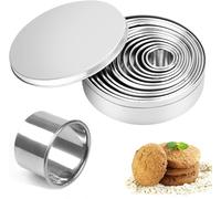 12Pcs Round Cookie Cutters Circle Scone Cutter, Pastry Cutters for Baking,Stainless Steel Biscuit Cutter and Donut Ring Molds