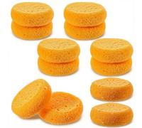 12PCS Round Pottery Sponges, Yellow Painting Sponge for Crafts, Multifunctional Clay Sponge for Art, Painting, Cleaning, Leather Care, 2.8inch