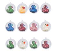 12pcs Rubber Duck Christmas Ornaments, Christmas Tree Decorations, 2024 New Funny Duck Toy Ornament, Fillable Christmas Balls, Christmas Tree Baubles For Kids Boys Girls