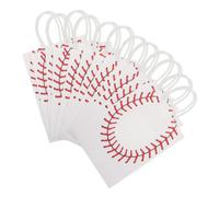 12pcs Rugby Baseball Paper Gift Bags with Handles for Small Favors | Foldable Bottom, Stable Placement after Unfolding, Compact Storage, Chic Decorative Surface for Teachers and Retailers