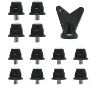 12pcs Rugby Studs Conical Shape Aluminium Alloy Spikes For Firm Ground Boots Multi-Ground Use 5mm Fit(10/13mm black)