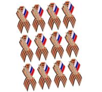 12pcs Russian National Flag Zn Alloy Soviet Union Theme Brooch Pin with Ribbon and Wheat Ear Detail International Gift, Einheitsgröße, As described