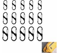 12Pcs S Small Carabiner Keyring Clip,Dual Opening Keychain S Ring Locking Carabiner Double Clip Hook for Outdoor Hiking Fishing Camping Traveling