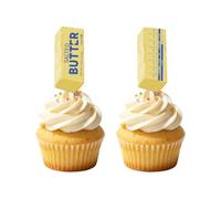 12Pcs Salted Butter Cake Cupcake Topper Yellow Butter Party Decorations